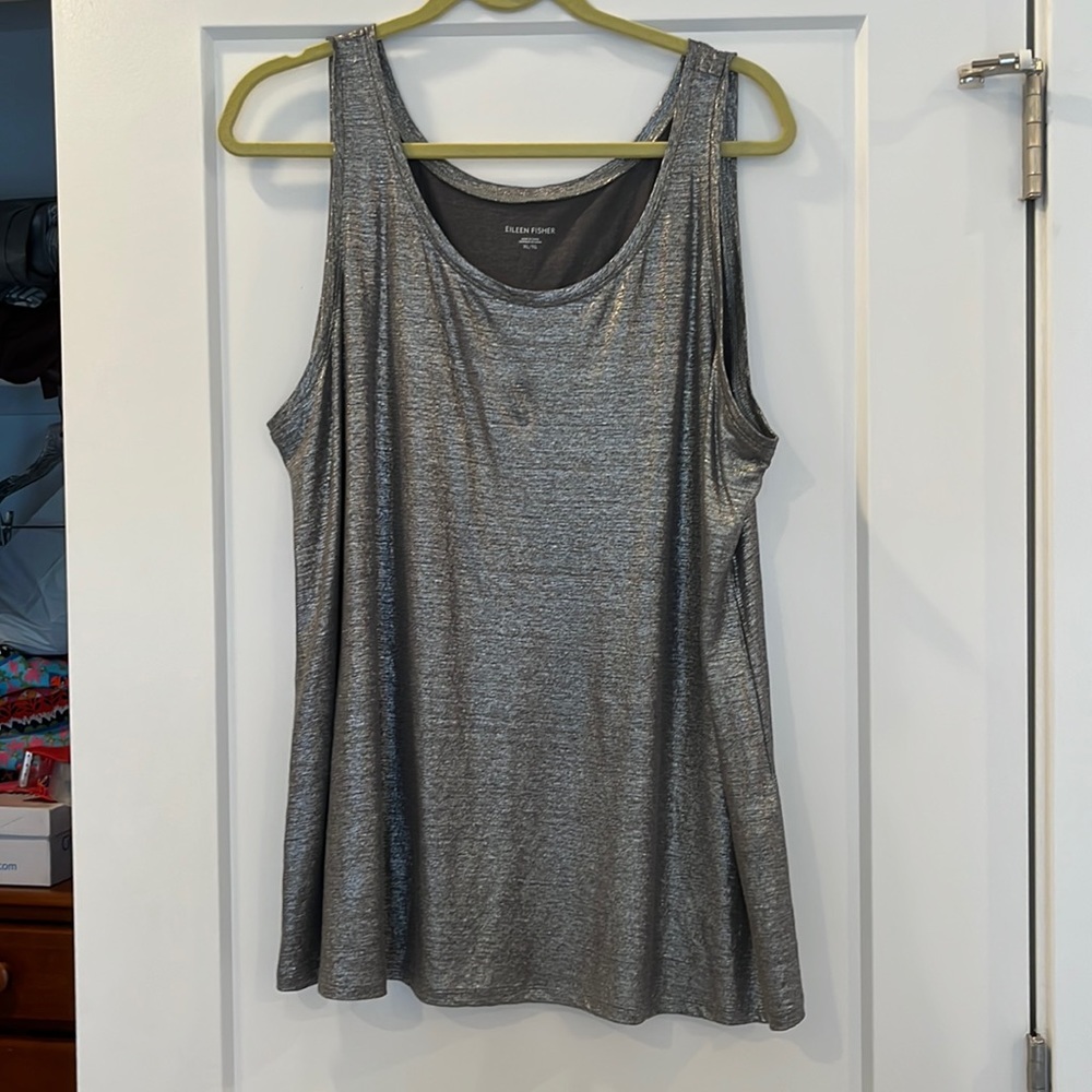 Eileen fisher silver sleeveless blouse size XL